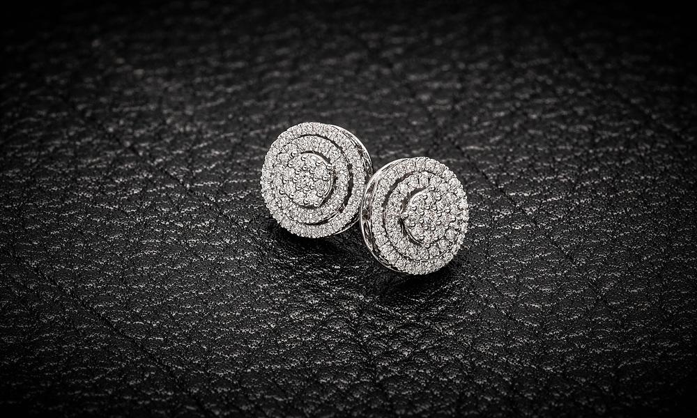 Round Halo Diamond Earrings White Gold