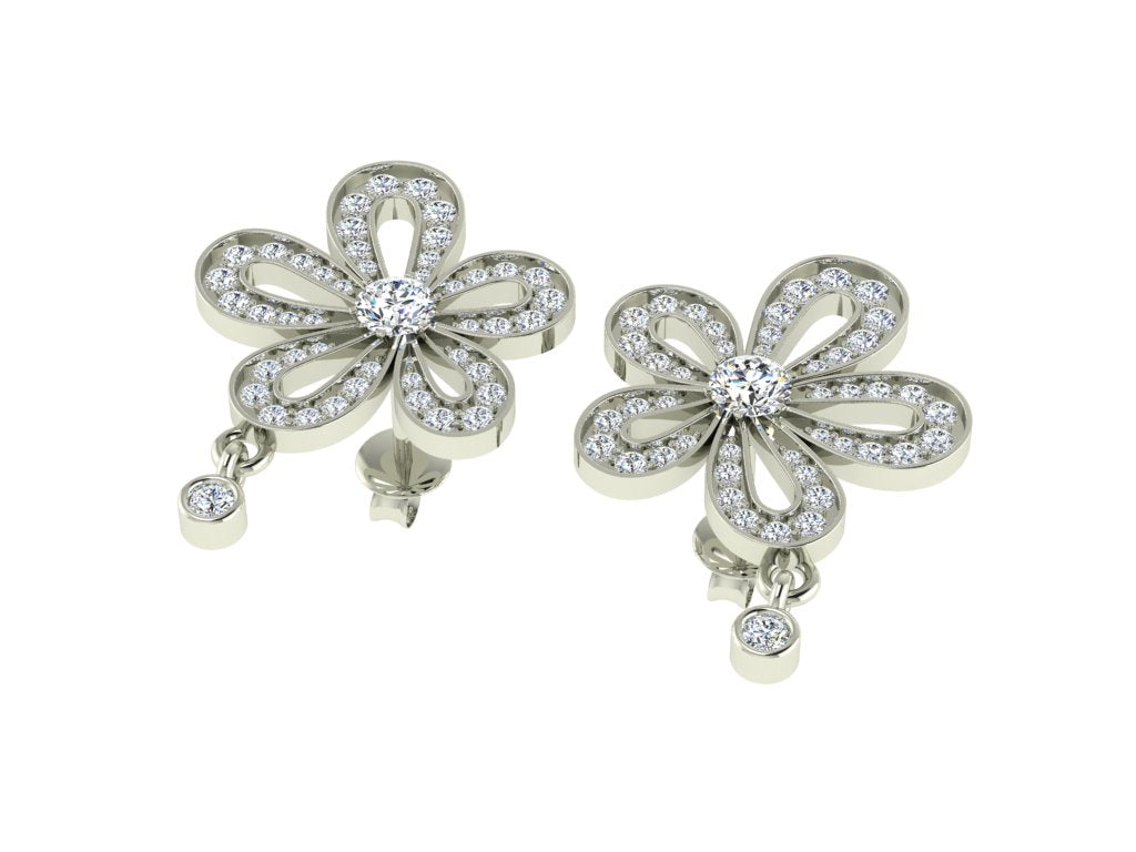 Elegant 0.65ct Plumeria diamond studs
