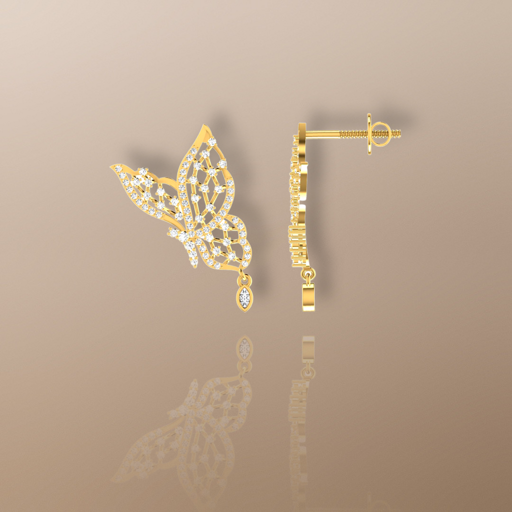 Butterfly Diamond Earrings 18ct Gold 0.50ct