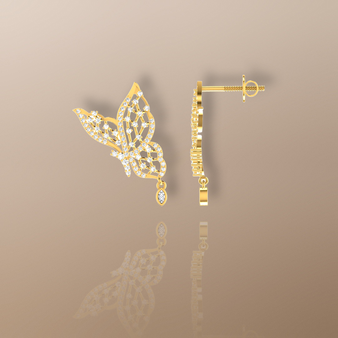 Butterfly Diamond Earrings 18ct Gold 0.50ct