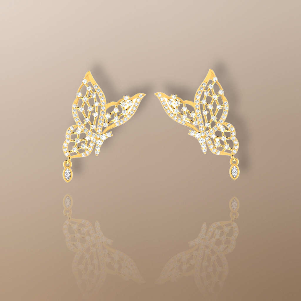 Sparkling butterfly earrings F G VS1 diamonds