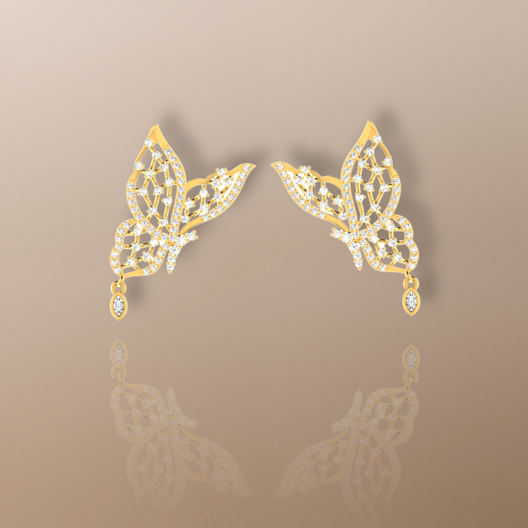 Sparkling butterfly earrings F G VS1 diamonds