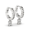 18ct White Gold Chain Diamond Earrings, Drop Hoop Earrings, Sparkling Diamonds