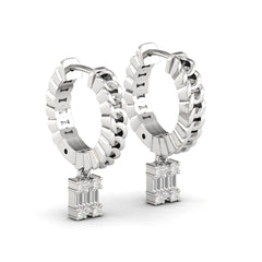 18ct White Gold Chain Diamond Earrings drop hoop