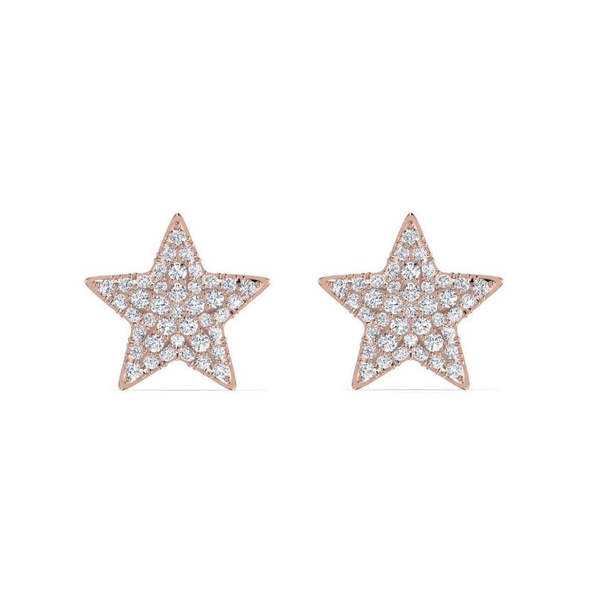 18ct rose gold earrings, diamond earrings, star-shaped earrings, luxury jewelry, handcrafted earrings,
