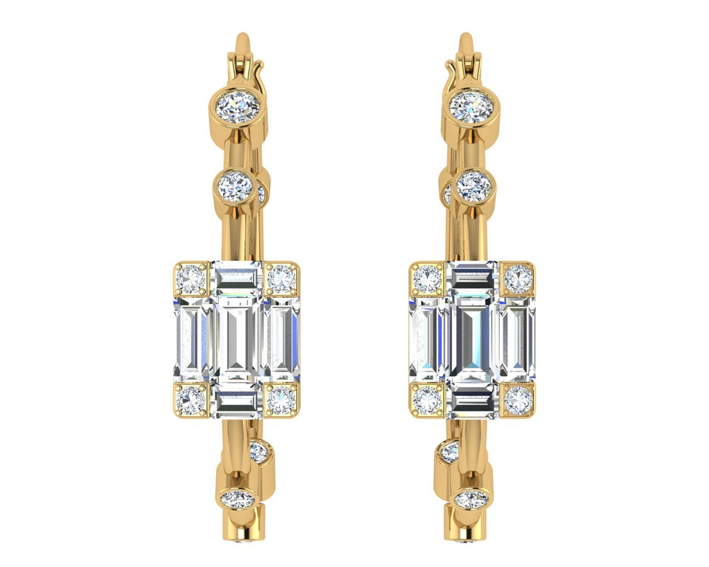 Inside Out Diamond Hoop Earrings Yellow Gold
