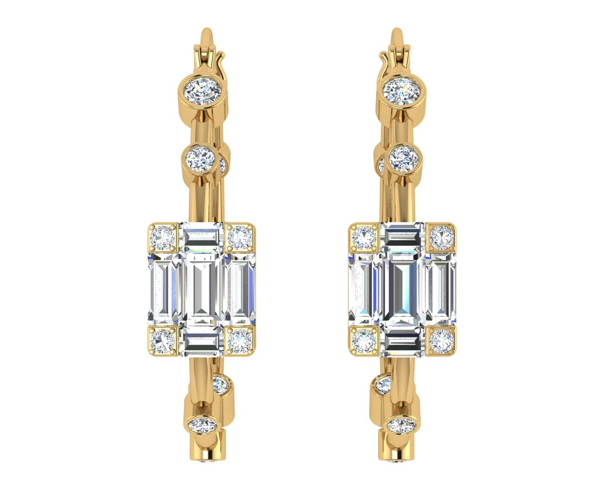 Inside Out Diamond Hoop Earrings Yellow Gold