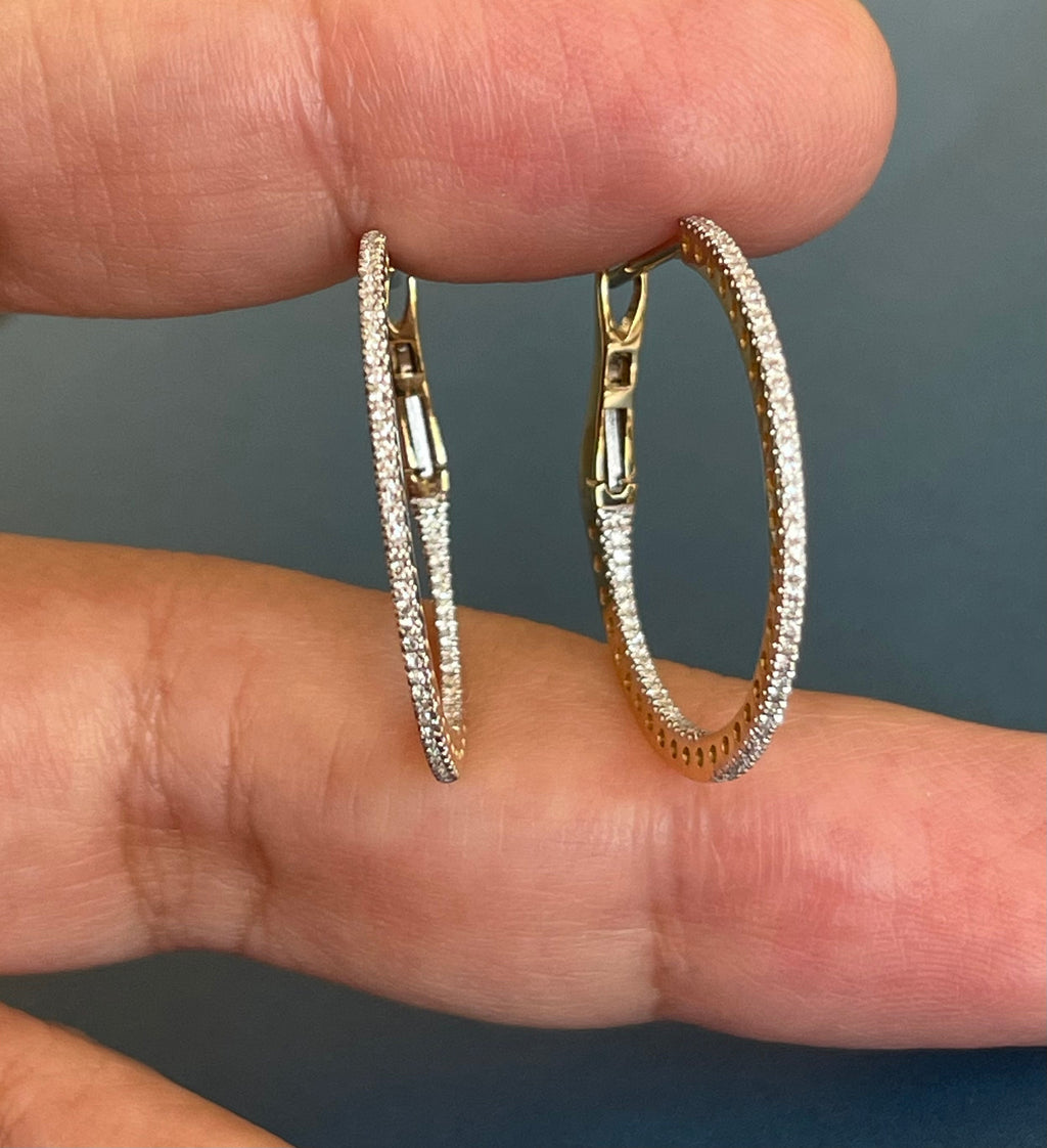  Orecchini con diamanti da 0,50 ct, cerchi in oro giallo 18 ct
