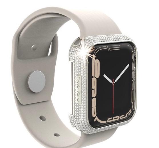 Silver Gold vermeil paved diamond smart watch case