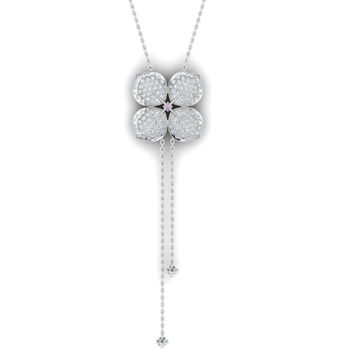 18ct White gold diamond hydrangea lariat necklace 1.80ct
