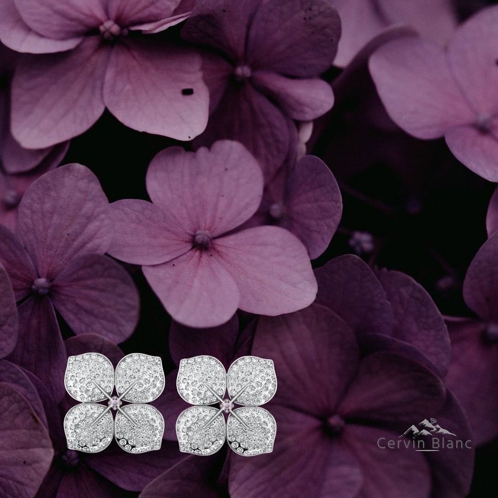 Hydrangea Diamond Earrings White Gold