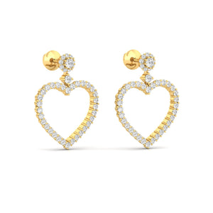 yellow gold diamond earrings, heart-shaped earrings, 0.85ct diamond earrings, luxury jewellery