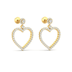 18ct Yellow Gold Diamond Twin Heart Earrings 0.85ct