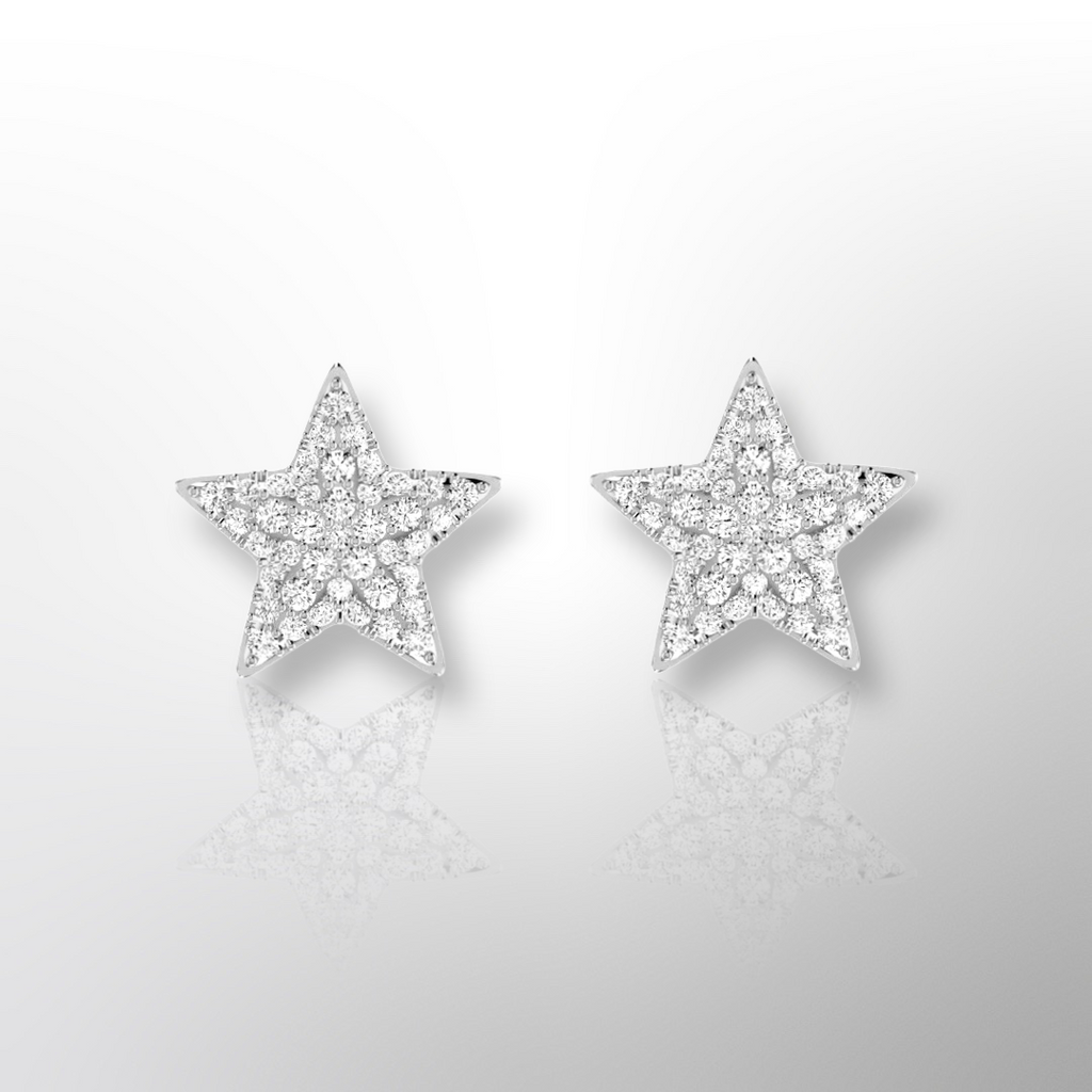 Boucles d'oreilles étoile en or blanc et diamant