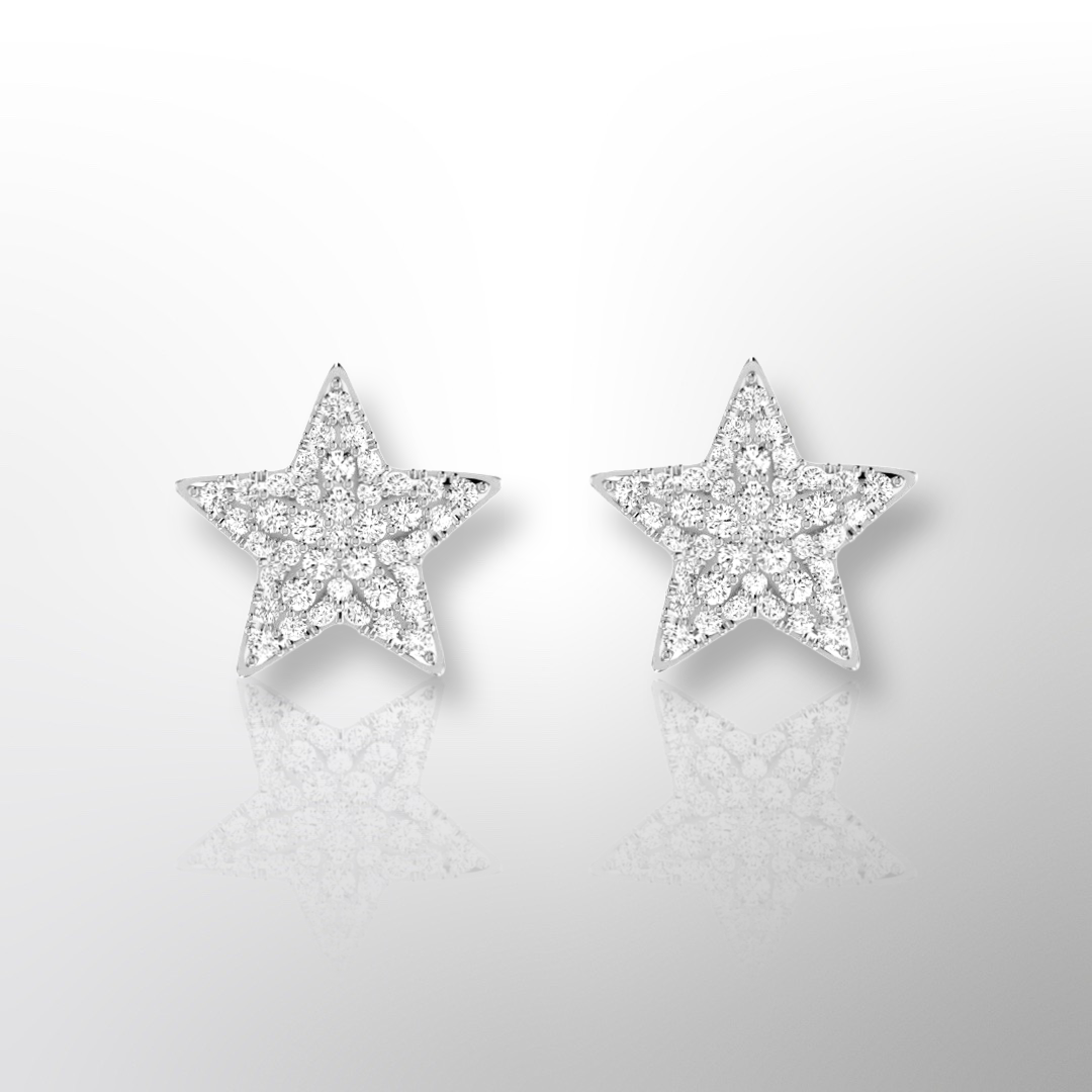 Diamond Star Earrings White Gold