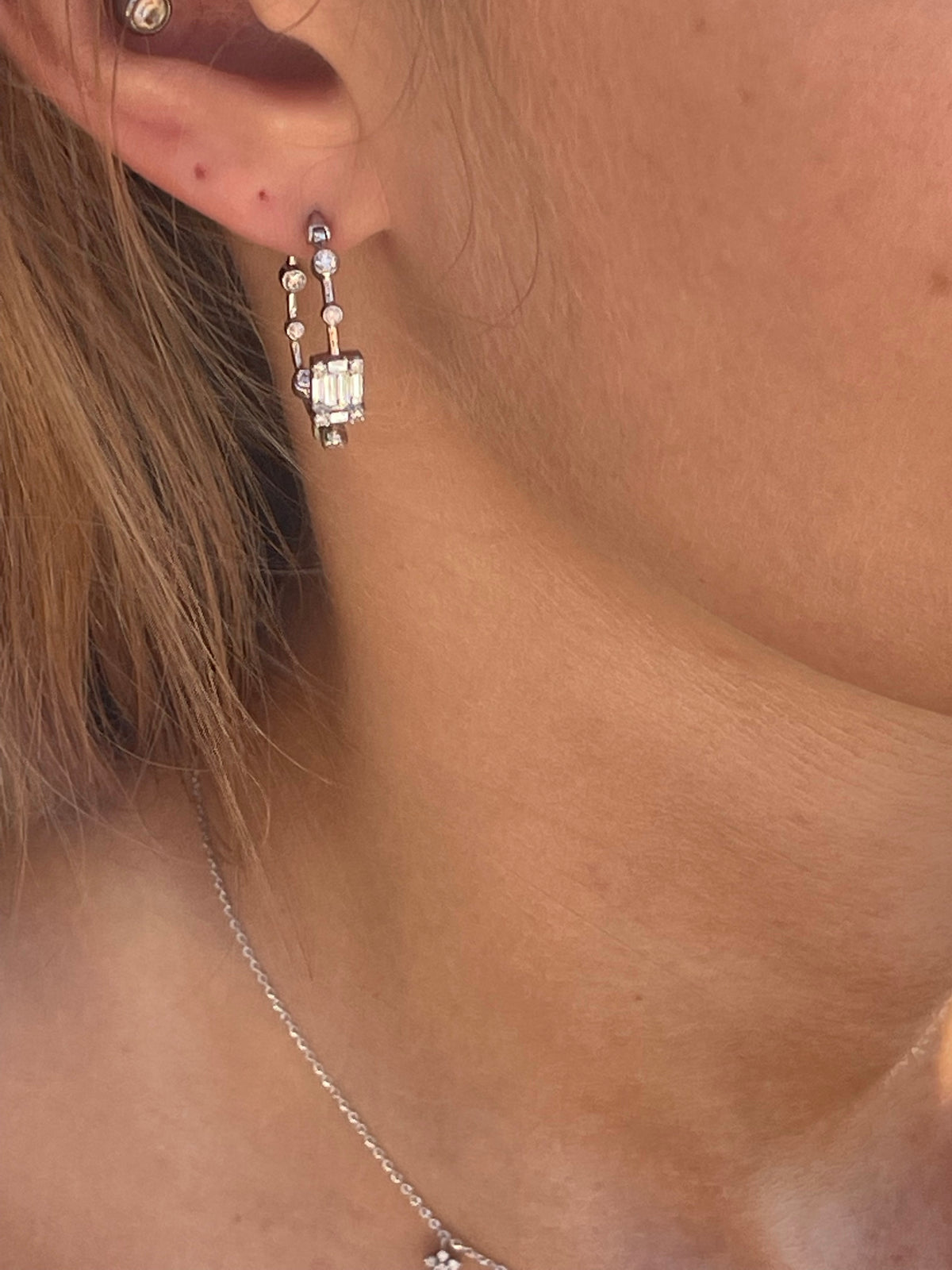 Inside Out Diamond Hoop Earrings Yellow Gold