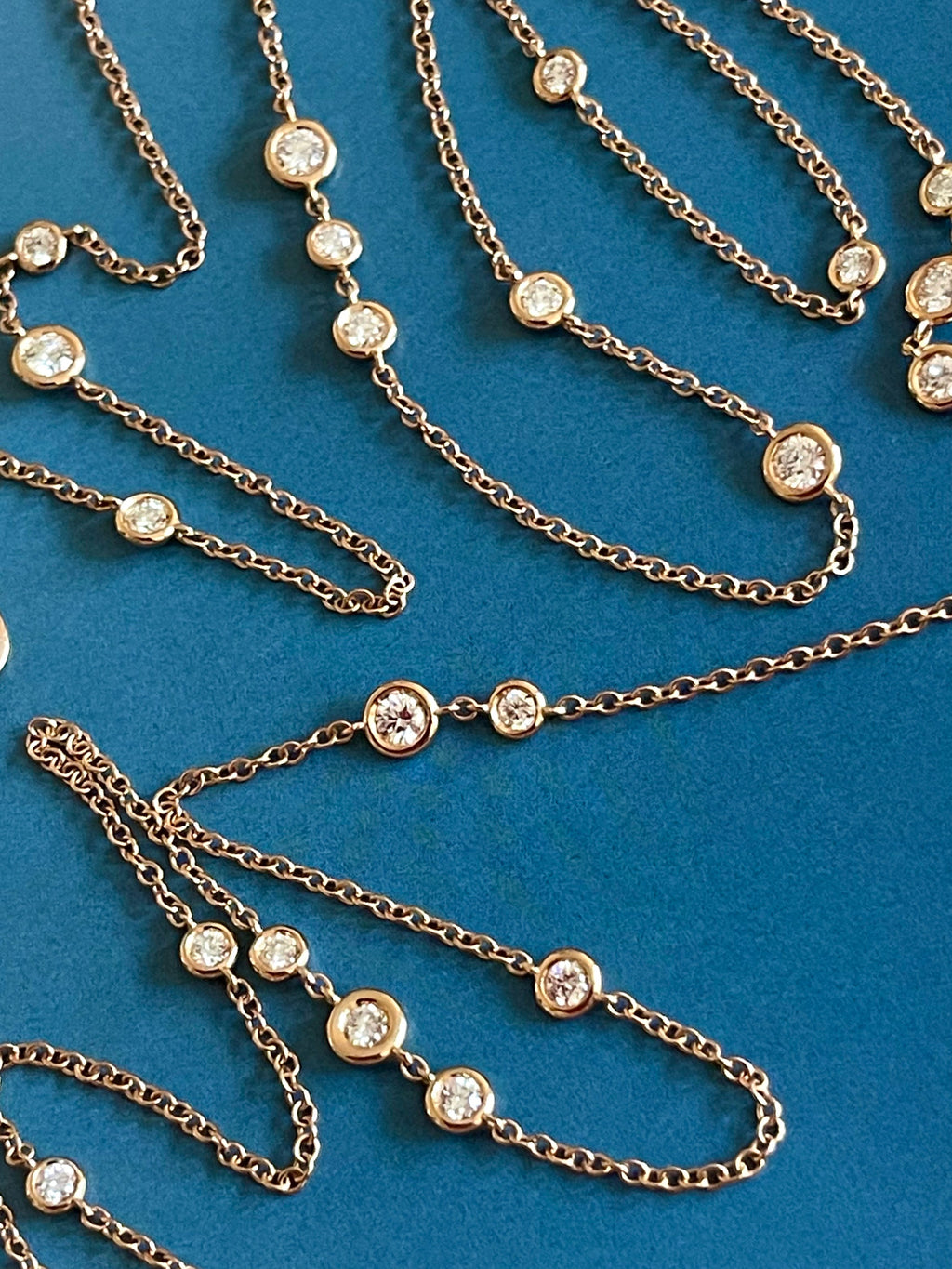 Collana di diamanti 1,85 ct in oro rosa 18 ct, catena lunga da 2 carati, al metro