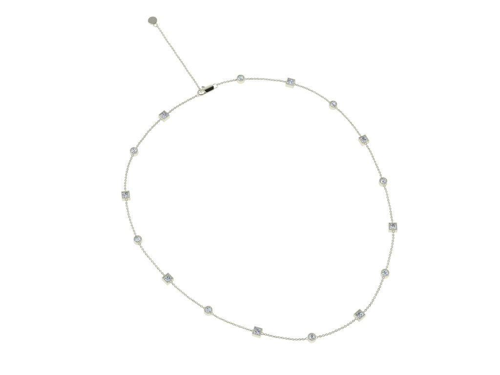 White gold diamond interval necklace