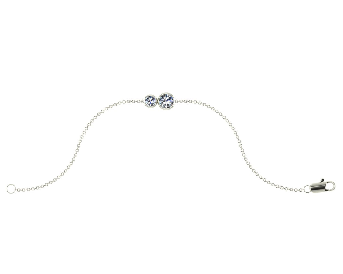 Bracelet fin en or blanc 18 carats serti de diamants « You &amp; I »