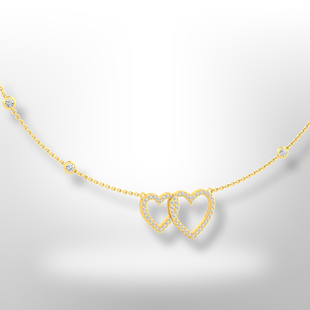 18ct yellow gold diamond heart necklace 