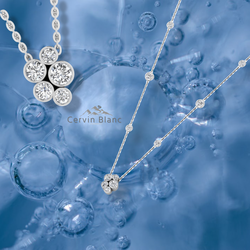 Collier bulle en or blanc 18 carats et diamants (1,25 carat)