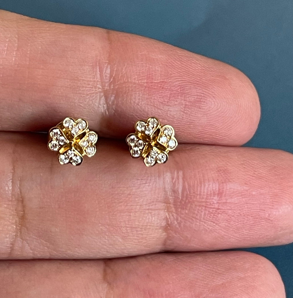DIAMOND CLOVER Earrings STUDS IN 18CT GOLD