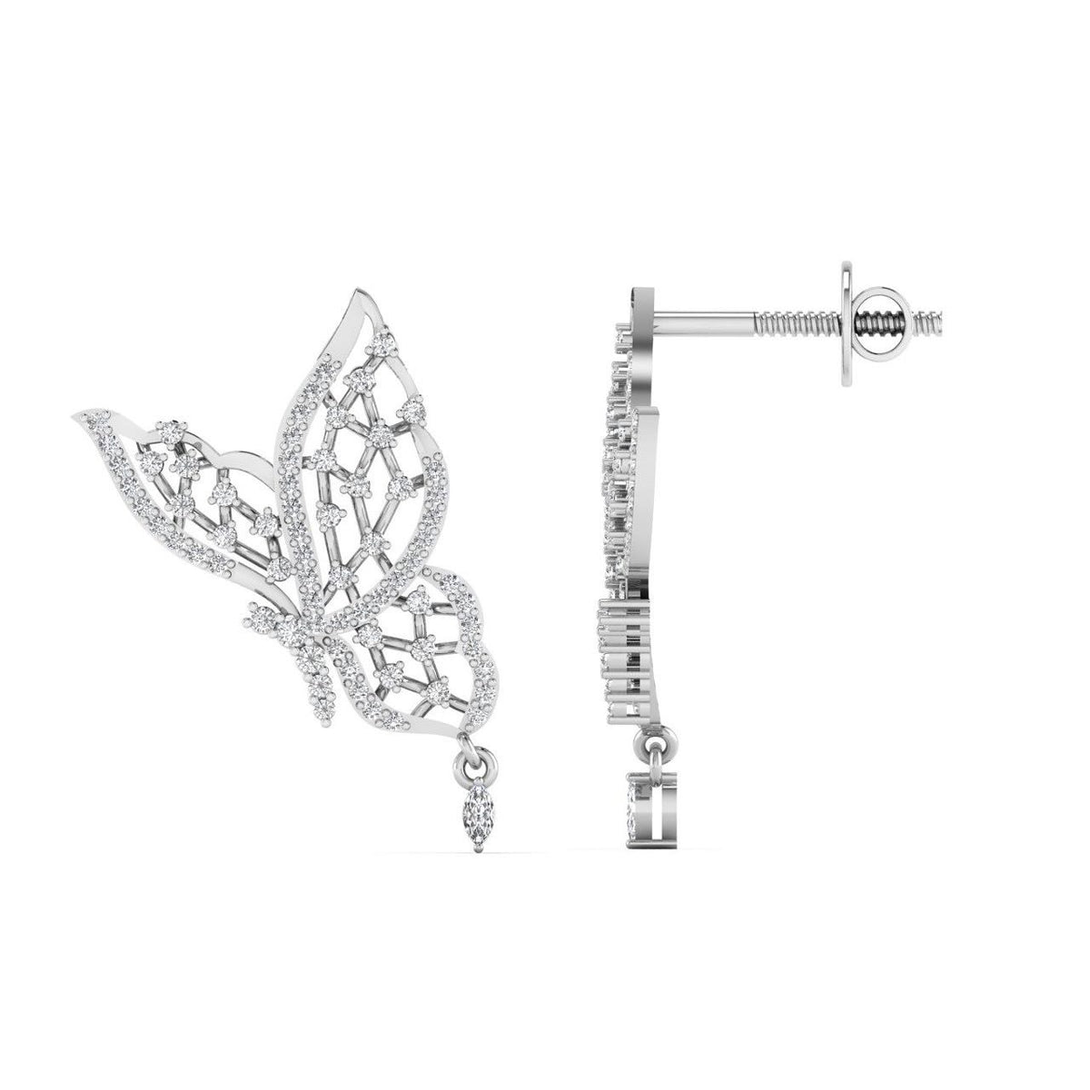 Elegant butterfly diamond drop studs