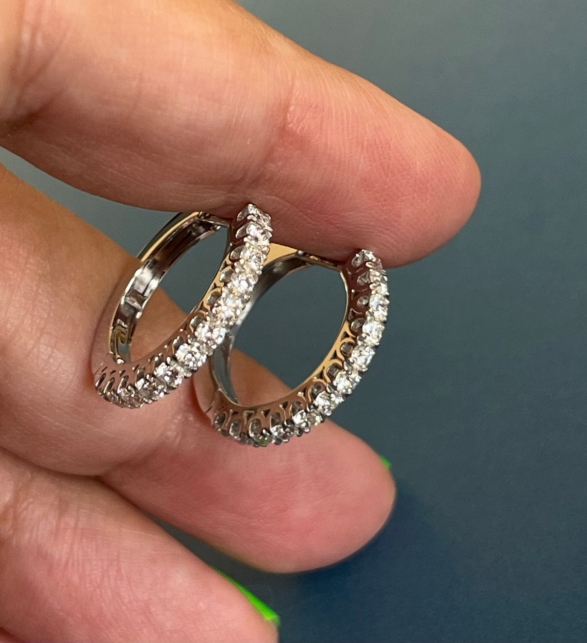 1ct DIAMOND HOOPS Earrings IN 18CT WHITE GOLD
