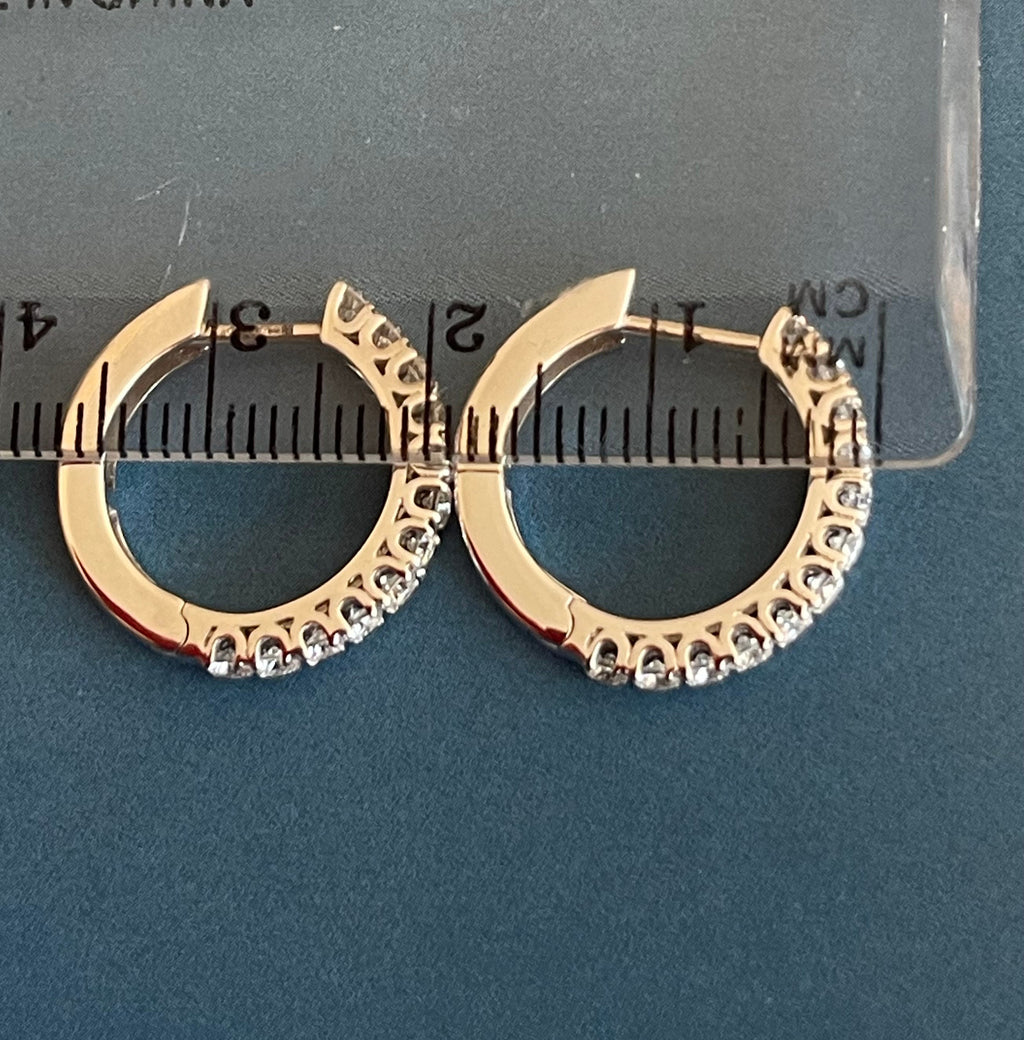 1ct DIAMOND HOOPS Earrings IN 18CT WHITE GOLD