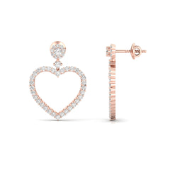 18ct Rose Gold Diamond Twin Heart Earrings 0.85ct