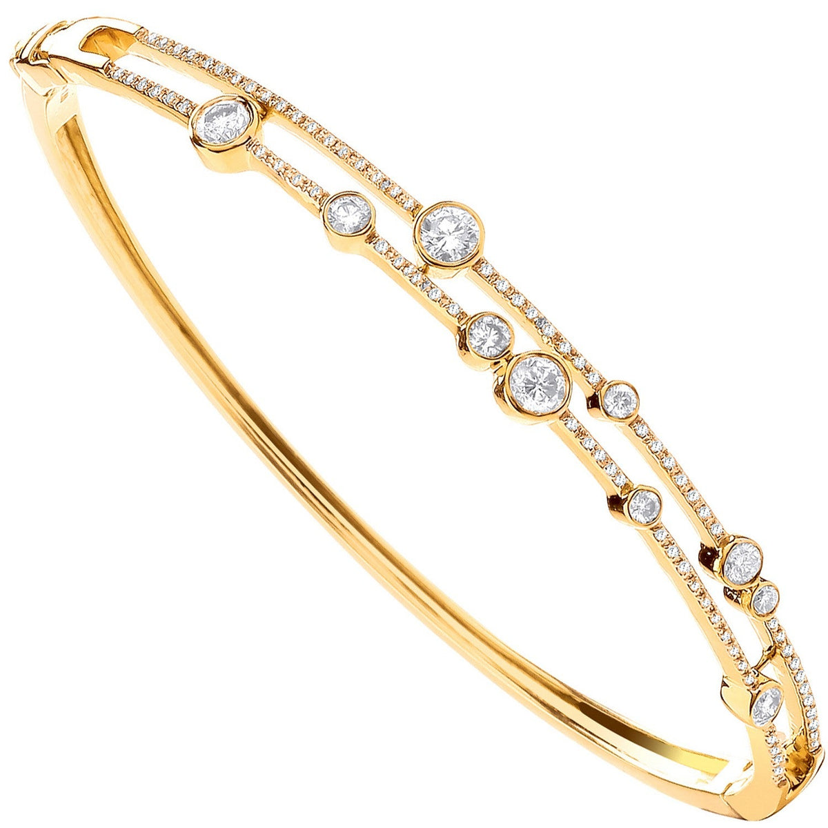 Bracelet jonc en or jaune 18 carats serti de diamants (1,00 carat au total).