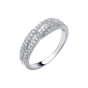 18ct White Gold 0.70ct Princess Cut Centre Diamond Crossover Ring