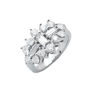 18ct White Gold D.2.00ctw Diamond Boat/Cluster Ring