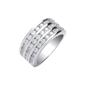 18ct White Gold 3 Rows D.1.50ctw Diamond Ring