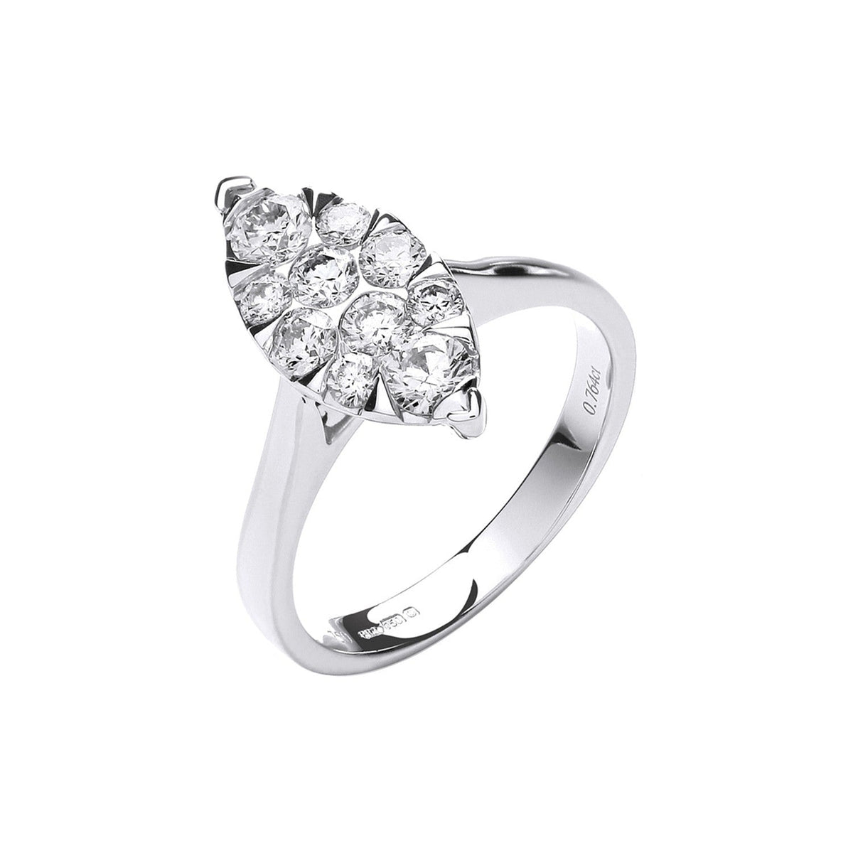Dazzling 18ct white gold with 0.75ct diamond dress ring