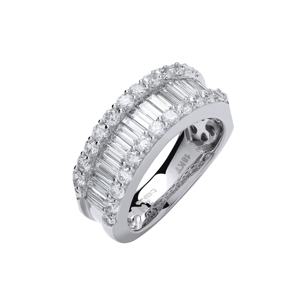 18ct White  Gold 2.00ct Baguette & Brilliant Diamond Ring