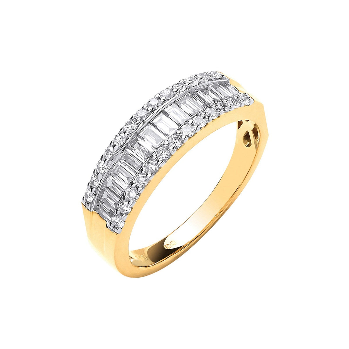 Bague en or jaune 18 carats sertie de diamants (0,55 carat au total).