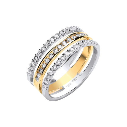 18ct 2 Colour 3 Band with 0.50ct Diamond Ring