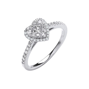 18ct Heart Shaped 0.50ctw Dress Ring.