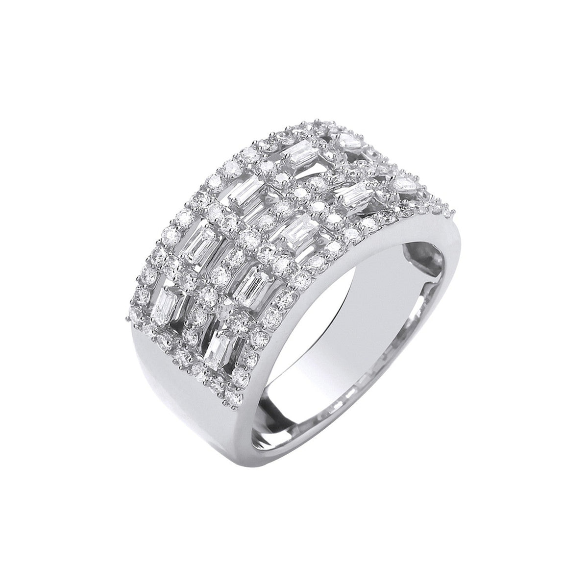 18-karätiger Weißgold-Baguette-Ring mit 1,00 Karat Diamanten
