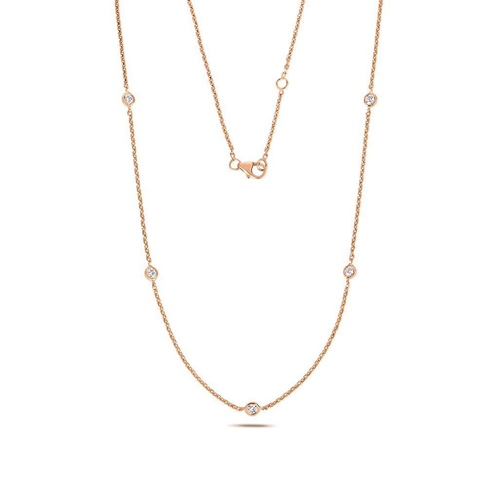 Collier rubis en or rose 18 carats serti de diamants