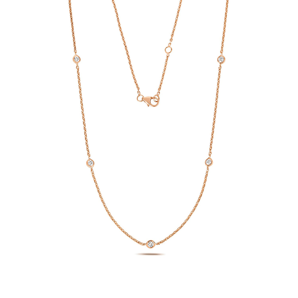 Collier rubis en or rose 18 carats serti de diamants