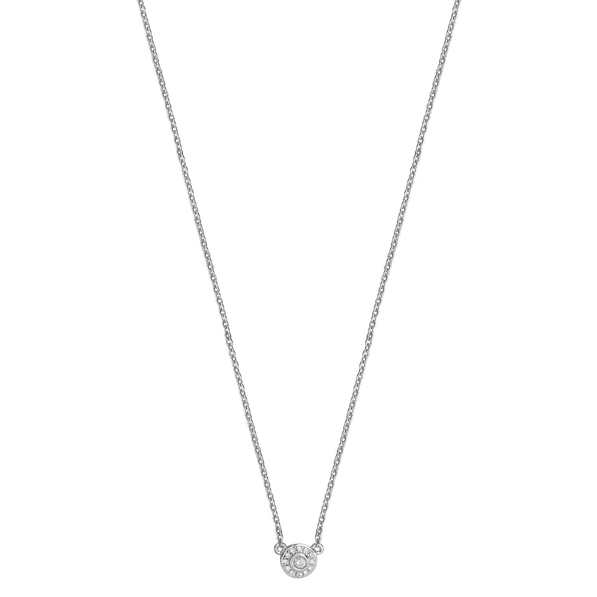 Collier solitaire en diamant et or blanc 18 carats