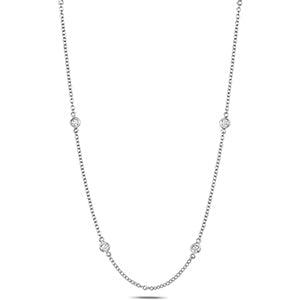 NDQ112W - COLLIER EN OR BLANC 18 CARATS ET DIAMANTS