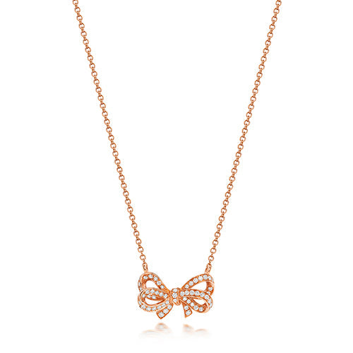 COLLIER NŒUD EN OR ROSE 18 CARATS ET DIAMANTS