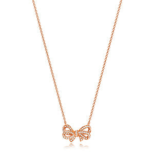 COLLIER NŒUD EN OR ROSE 18 CARATS ET DIAMANTS