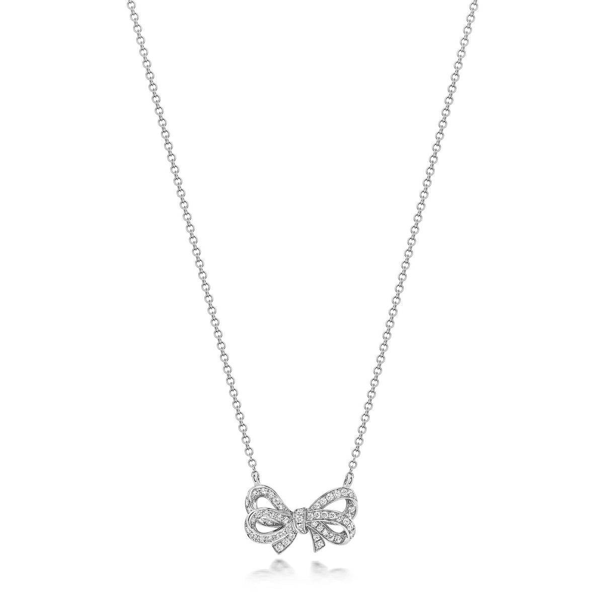 COLLIER NŒUD EN OR BLANC 18 CARATS ET DIAMANTS