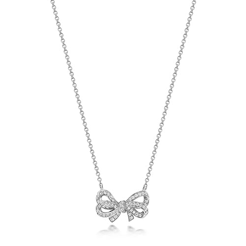 COLLIER NŒUD EN OR BLANC 18 CARATS ET DIAMANTS