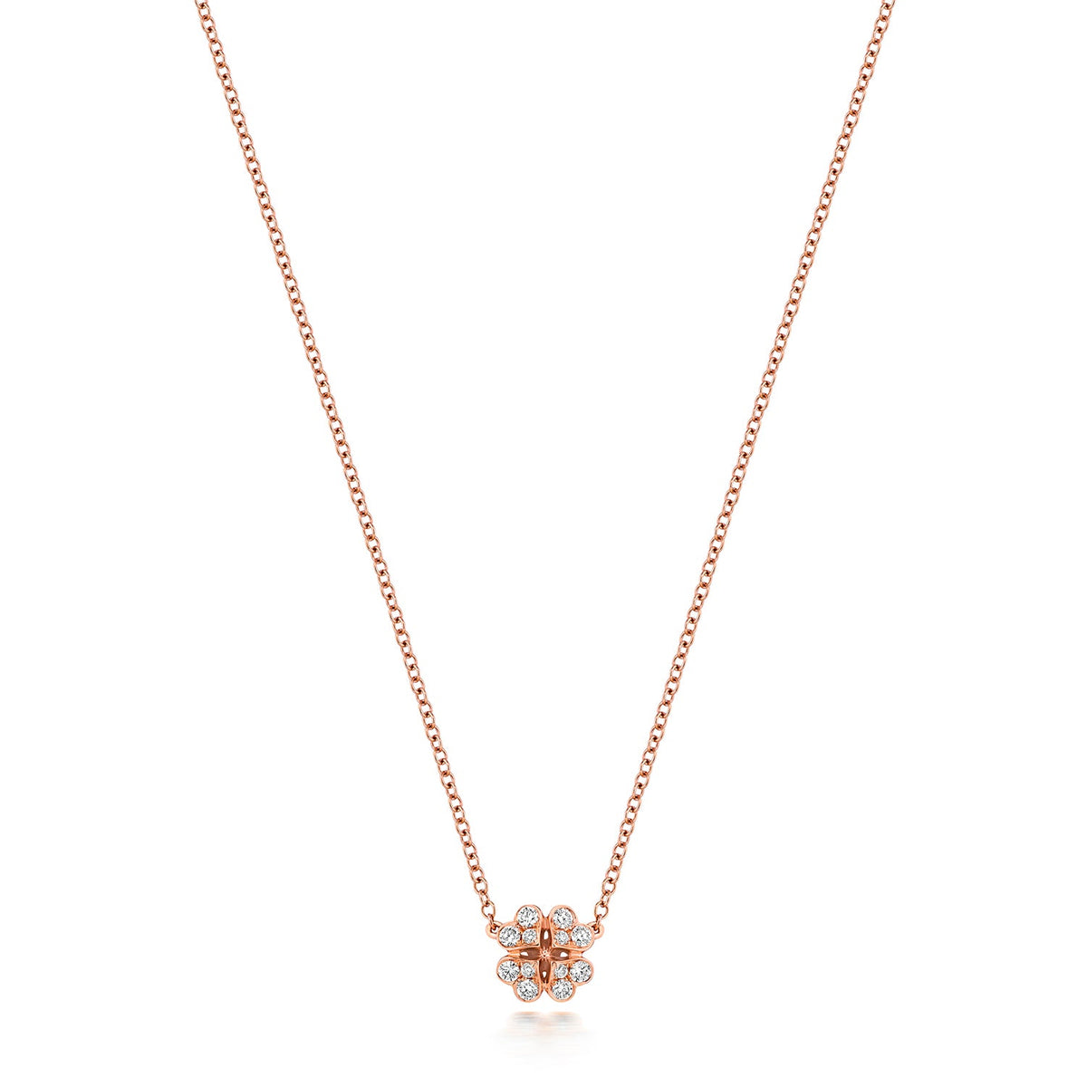 Collier trèfle en diamants et or rose 18 carats