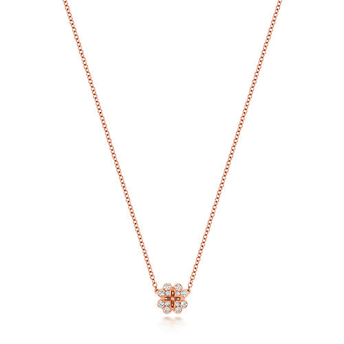 Collier trèfle en diamants et or rose 18 carats
